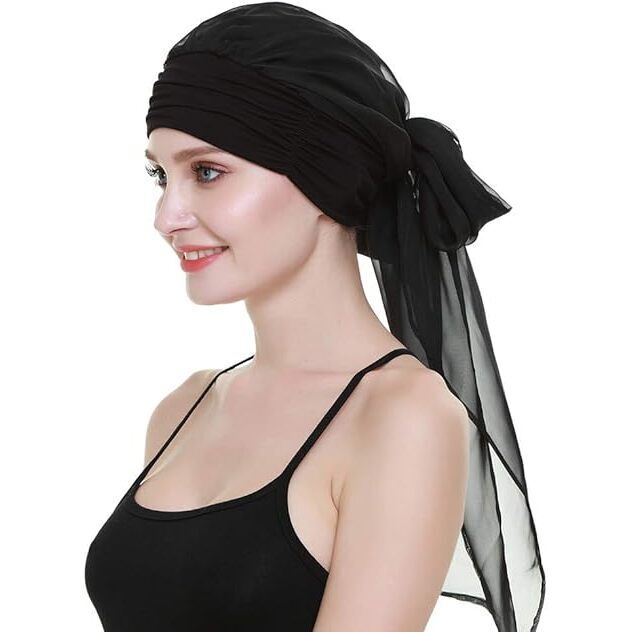 Black Turban Bandana Scarf For Chemo Women Headwear Head Cover For Cancer